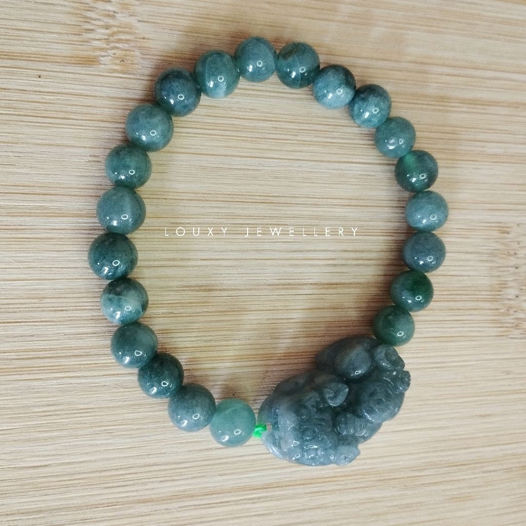 Gelang Giok Alami Pixiu Giok Guatamala Biru Natural Gelang Giok Ukir Pixiu
