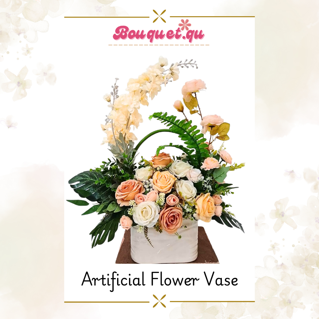 Artificial Flower Vas (Vas Bunga Imitasi) Vas Keramik, Buket Hadiah, Bunga Buket Tahan Lama, Vas Bun
