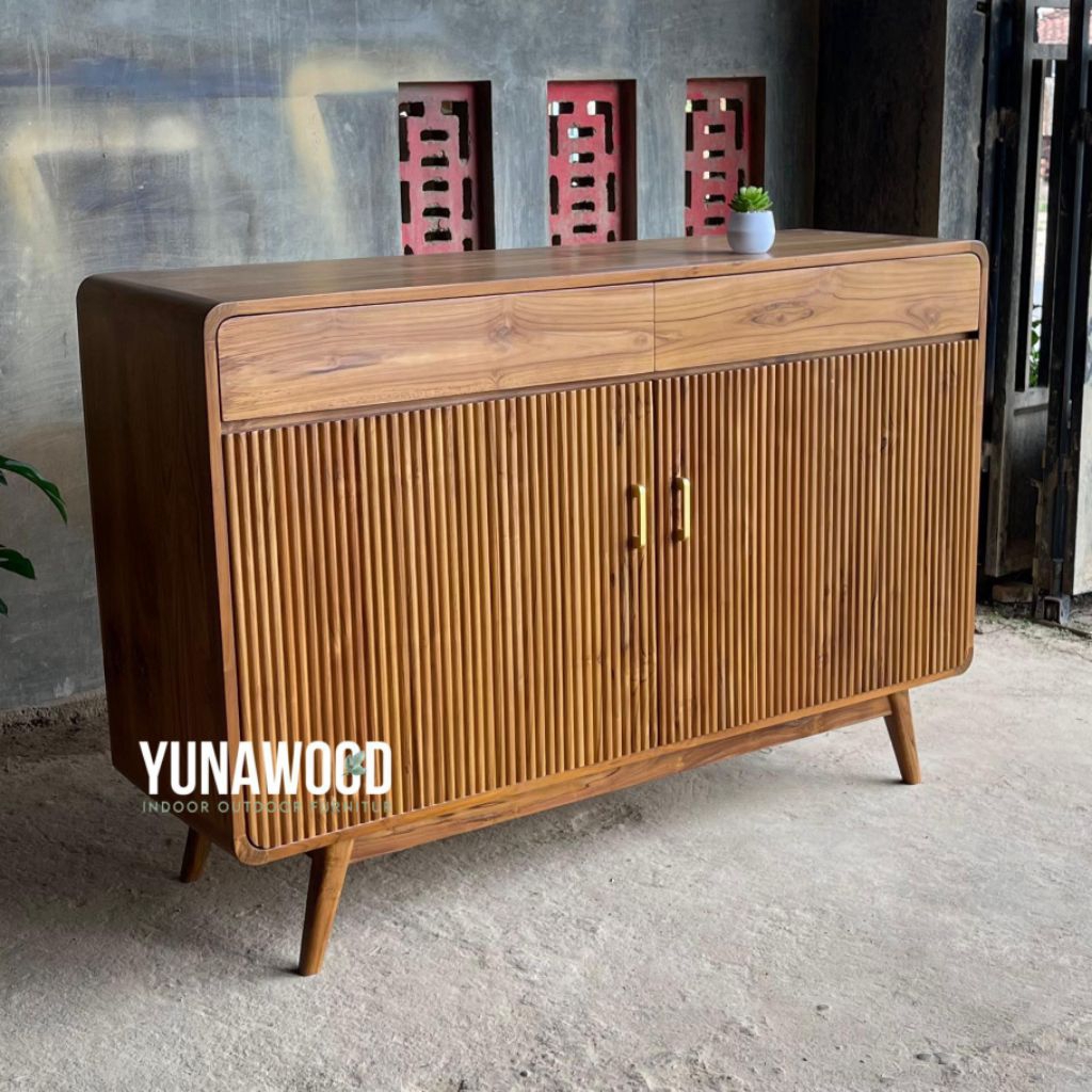 Bufet TV Kayu Jati Berkualitas, Meja TV, Lemari Penyimpanan Kayu Jati