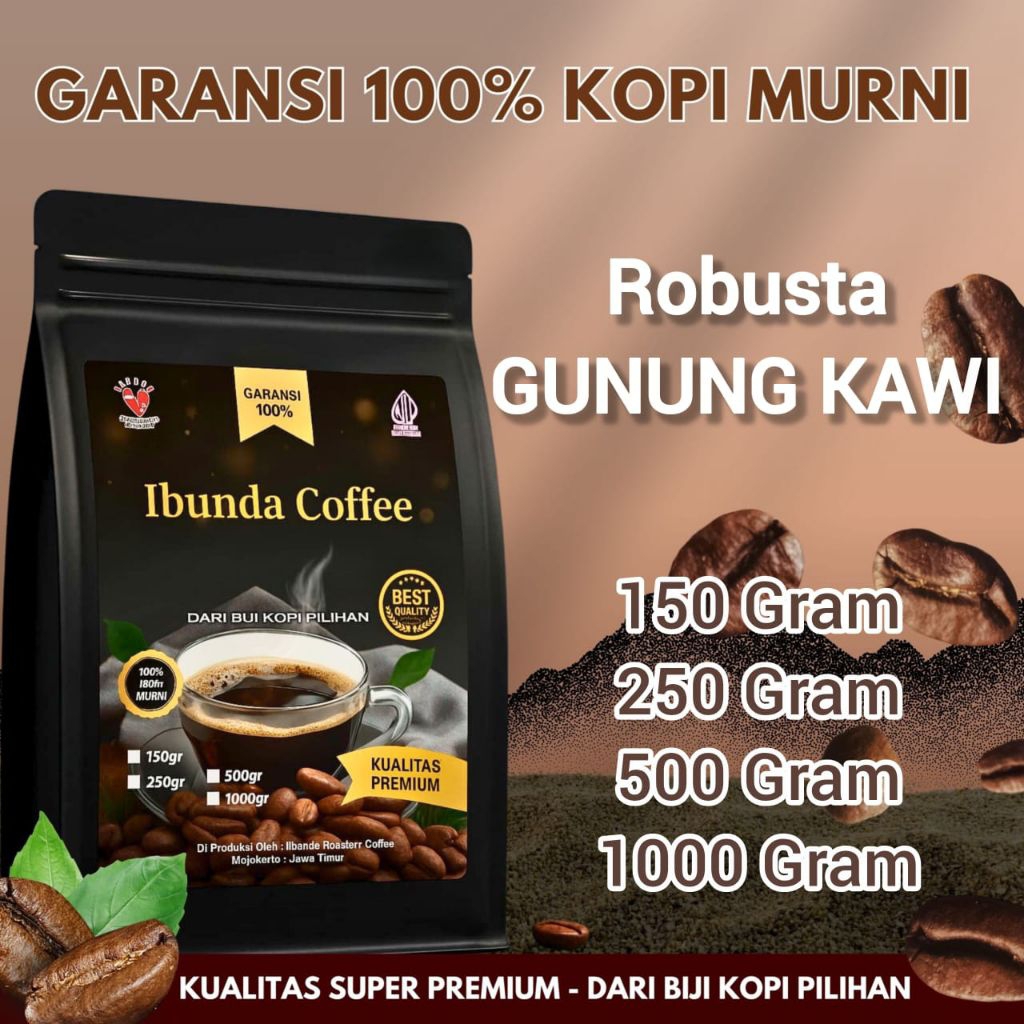 Ibunda Coffee - Kopi Bubuk Biji Robusta Gunung Kawi 150 250 500 1000 Gram / 1 kg - Robusta Java Gunu