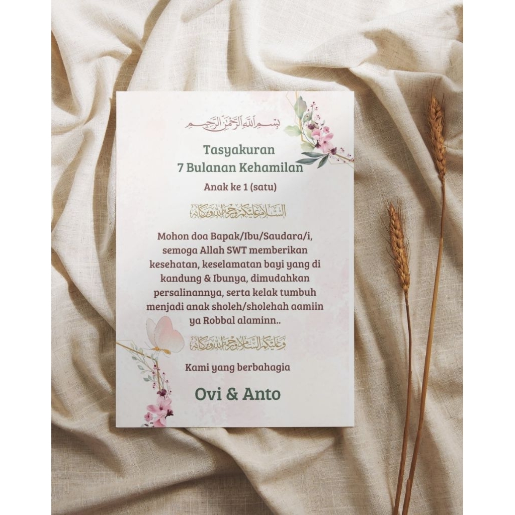 50 pcs kartu ucapan 4 /atau 7 bulanan kehamilan tasyakuran