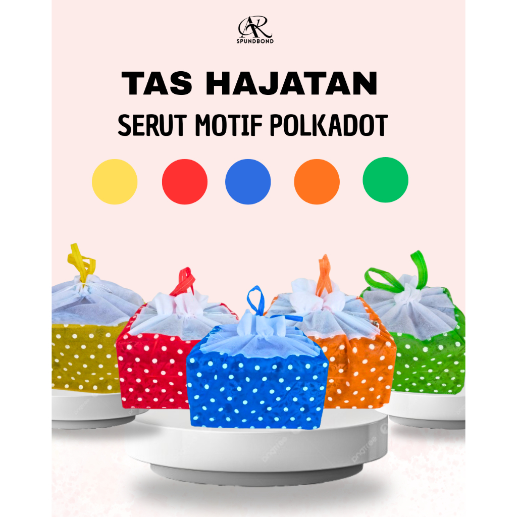 (SATUAN) Tas Hajatan Spunbond | Tas Hajatan Serut Polkadot | Tas Kain Serut