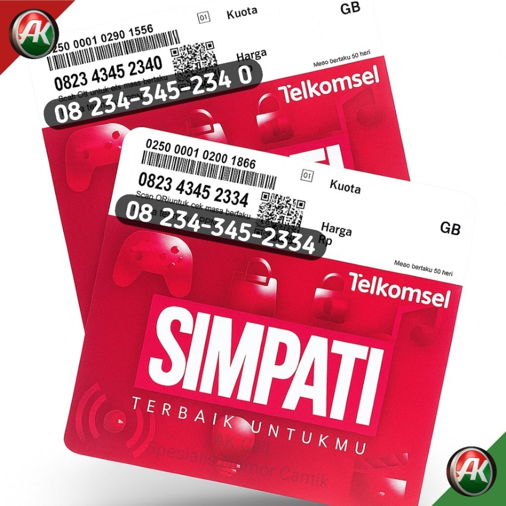 Kartu Perdana Nomor Cantik Telkomsel Simpati As Loop Seri Urut Rapi 234