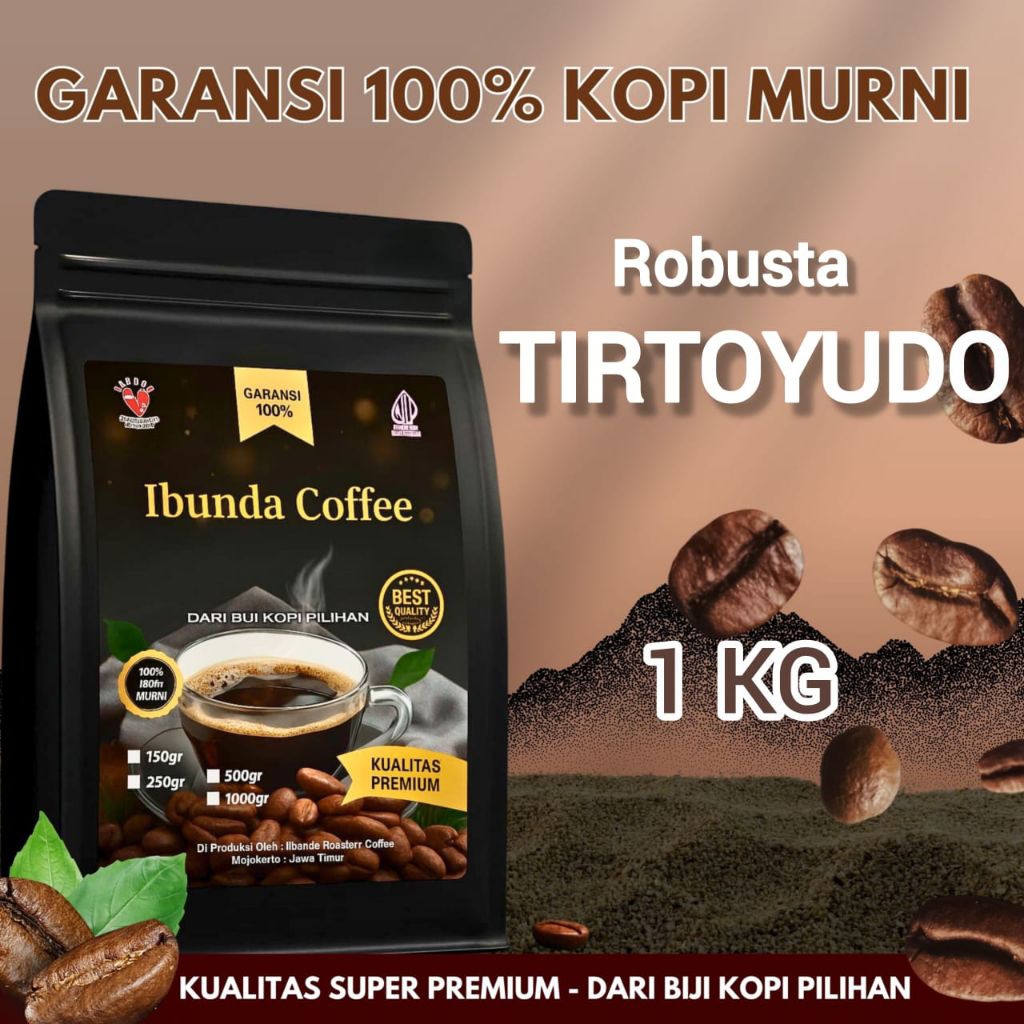 Ibunda Coffee - Kopi Bubuk Biji Robusta Tirtoyudo 1000 Gram - Robusta Tirtoyudo Malang Terbaik Petik