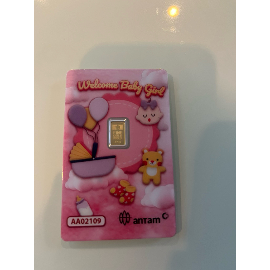 [Emas ANTAM ori 100%] Gift series emas antam 0.5gr dijamin ori 100% welcome baby girl