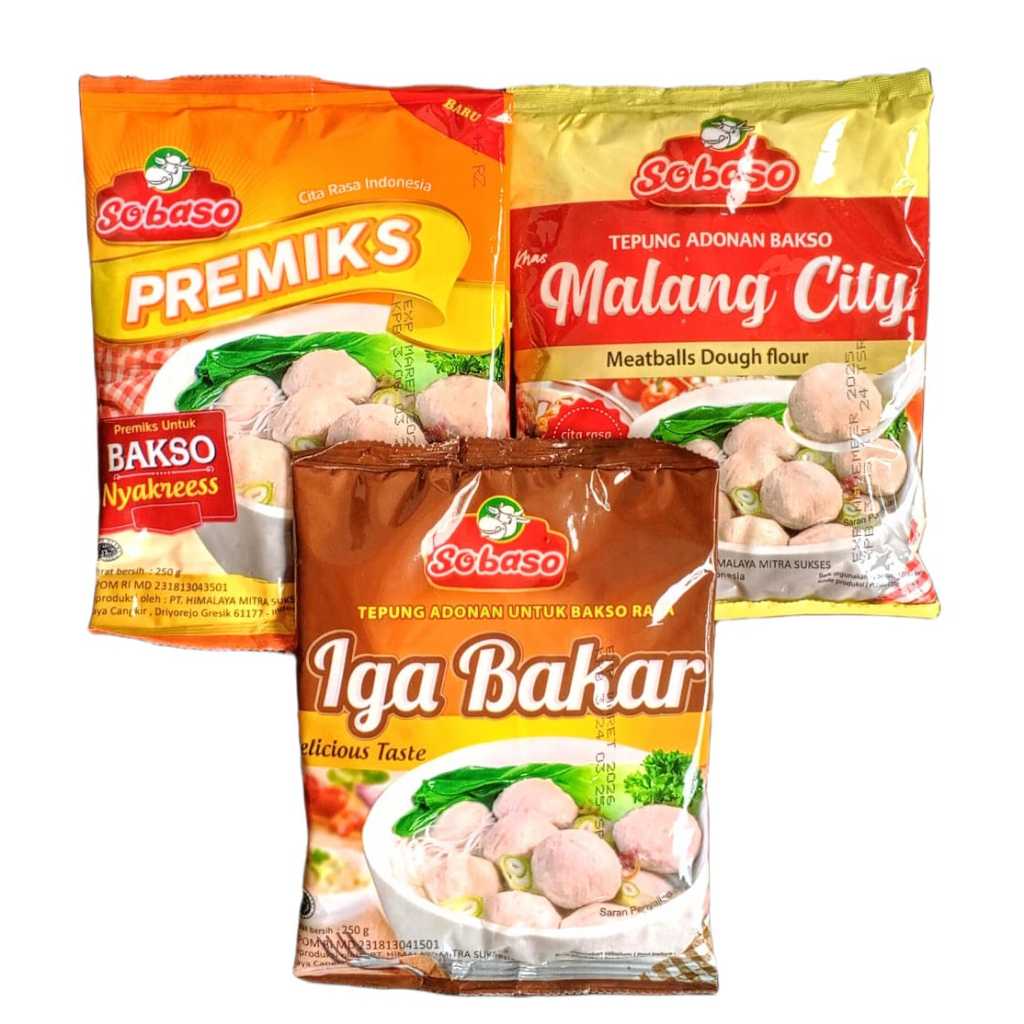 Tepung Bakso Sobaso 250 gr 1 dus 40 pcs Empuk Kenyal (Nyakress, Iga bakar, Malang City)