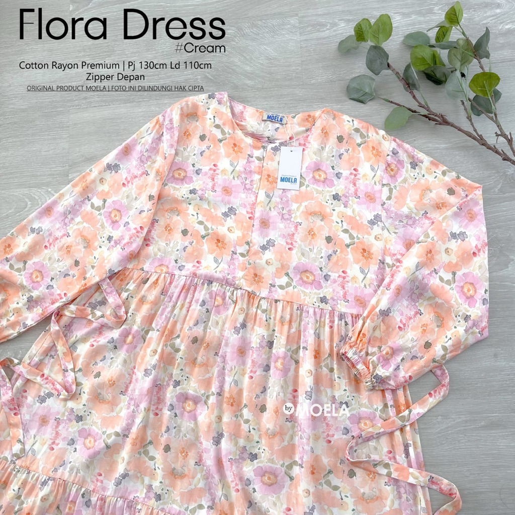 COD= NO CANCEL• Flora Dress by Moela• Dress Maxi Rayon Motif Bunga Cantik
