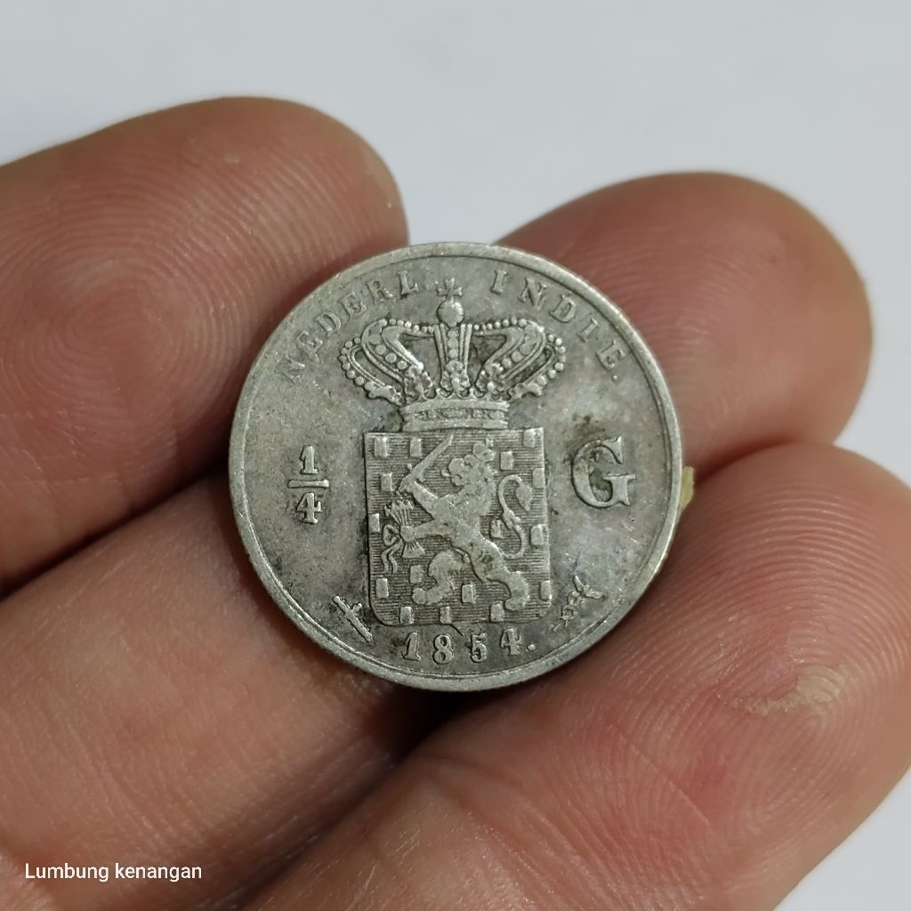 koin silver 1/4 gulden 1854 koin perak