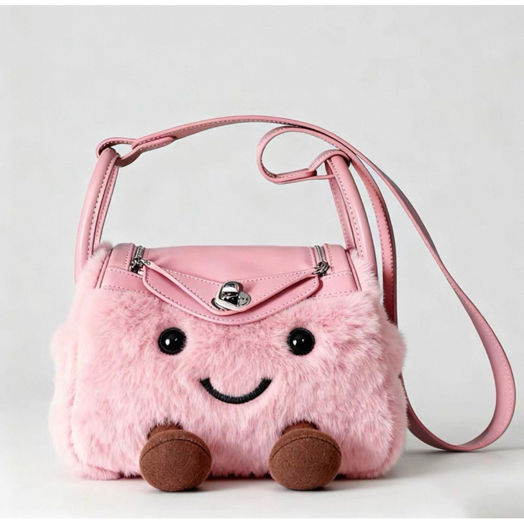 Niche design jely style doll bag very cute plush mini Lindy bag shoulder handbag crossbody doctor ba