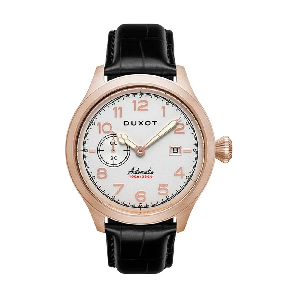 Jam Tangan Pria Man Watch Duxot Altius DX-2021-02 Automatic Silver White Dial Black Leather Strap