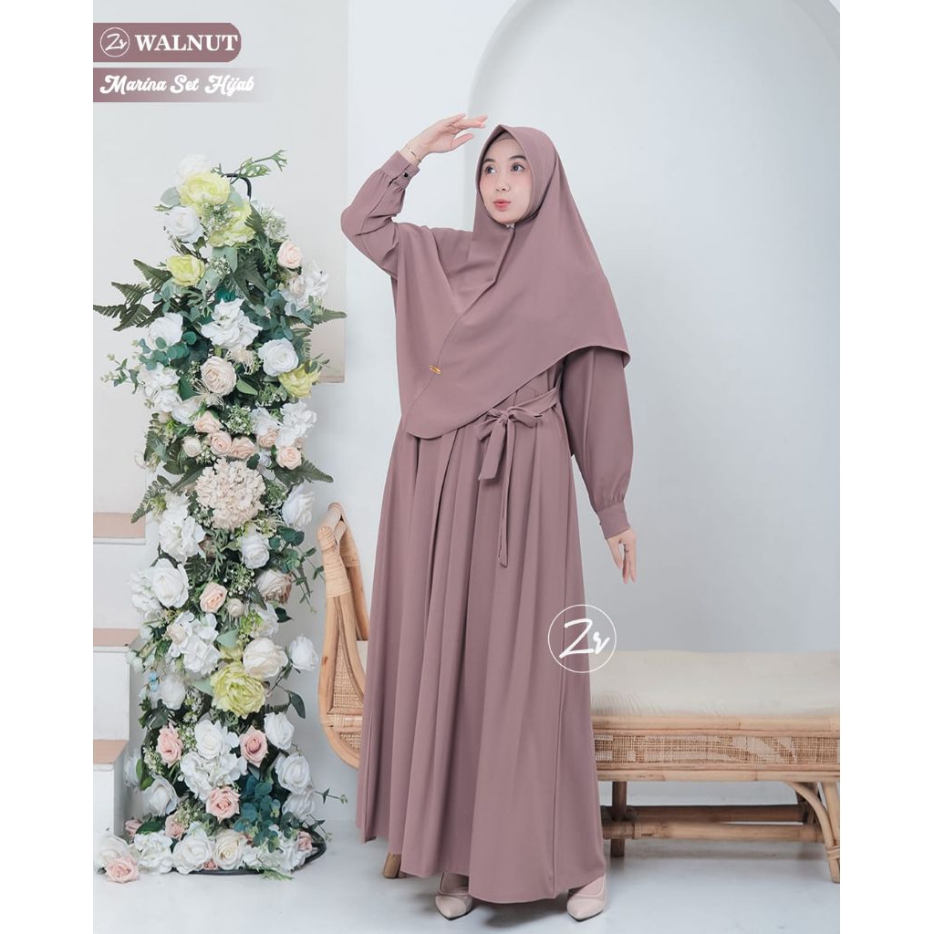 MARINA Gamis Set Hijab Bahan Marbella ORI by ZR/ Marina Set Hijab ORI by ZR/ Gamis Marina Set Hijab 