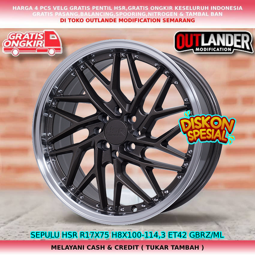 Velg racing ring17 velg mobil Kijang LGX| Avanza|Triber| Livina| Cefiro| Evalia dll hsr sepulu R17