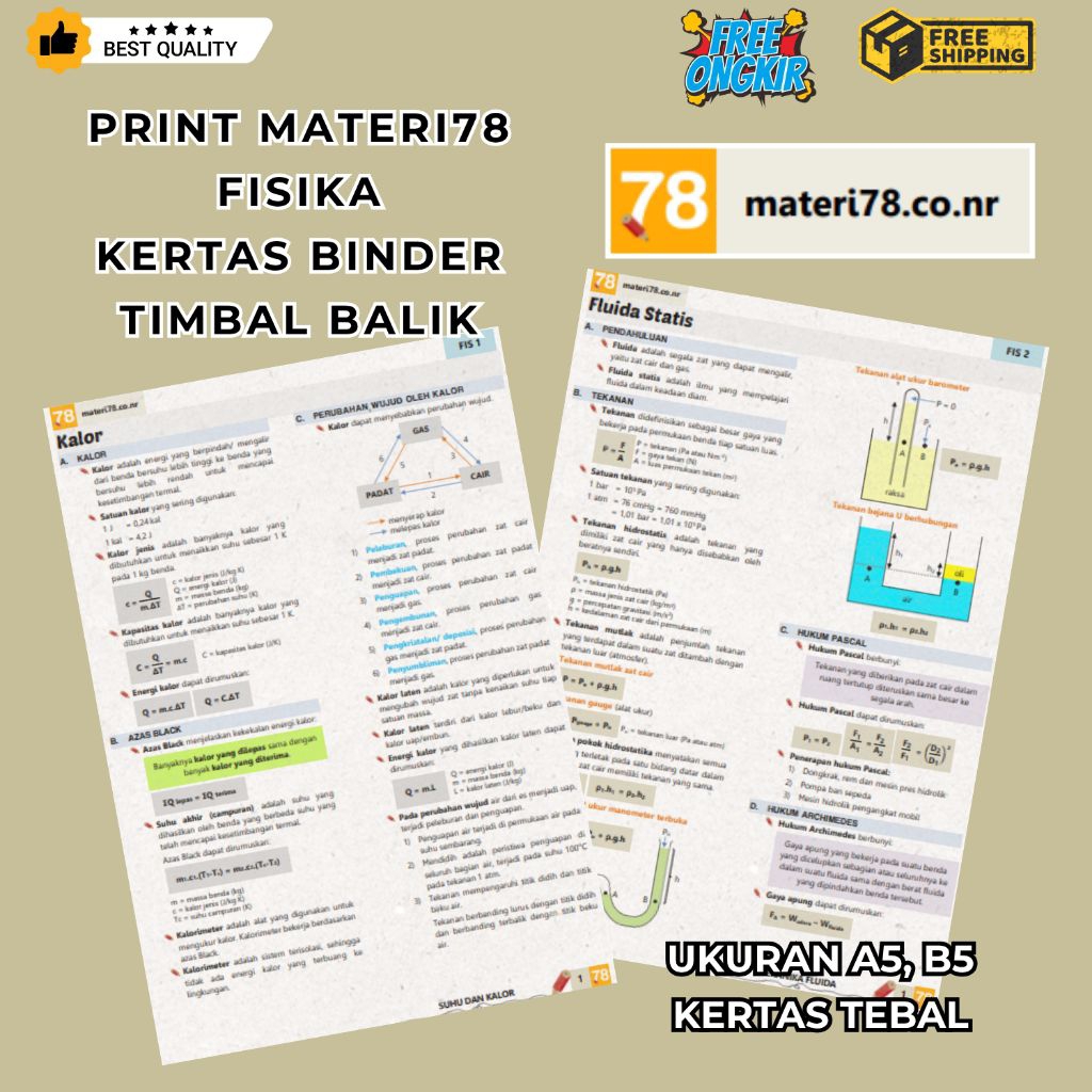 Print Materi78 Fisika Lengkap – A5/B5 (Full Color, 100gsm, Timbal Balik)