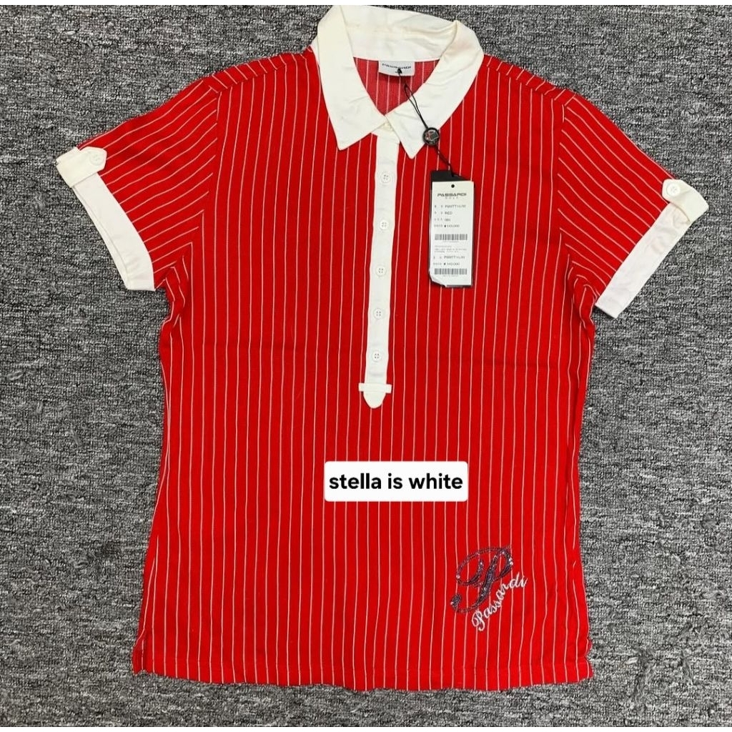 NWT P4SS4RDI Polo Shirt Wanita, Baju Golf Wanita Merah Masih Baru