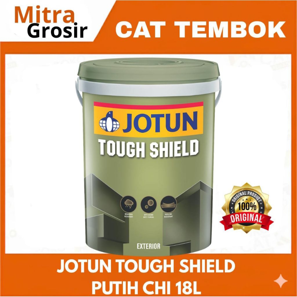 JOTUN TOUGH SHIELD WHITE CHI 18L | JOTUN CAT EXTERIOR TOUGH SHIELD WHITE/PUTIH CHI | KEMASAN PAIL