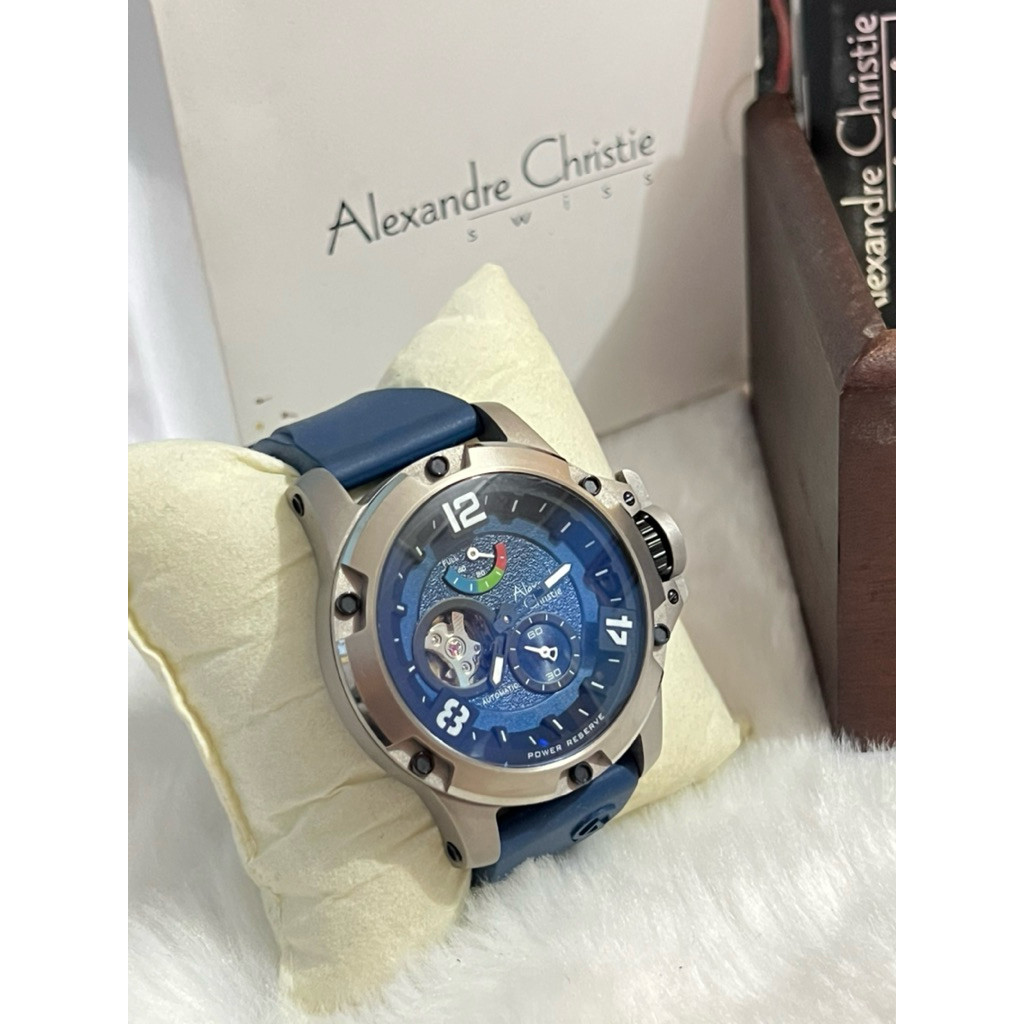 Dijual Cepat Jam Tangan Alexandre Christie Automatic, AC 6295 MA Titanium Rubber Biru