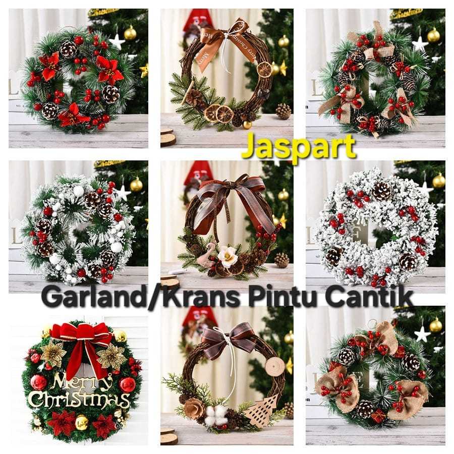 Krans Natal Besar / Christmas Wreath Hiasan Pintu Rumah Dekorasi Natal Cantik Garland Pintu Natal