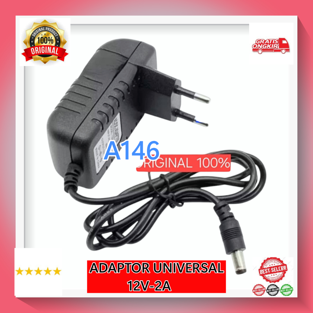 A146 ADAPTOR CHARGER Compatibel 5.5mm 2.1 mm Adaptor Multifungsi DC 12V 2A VOLT ADAPTER POWER COLOKA