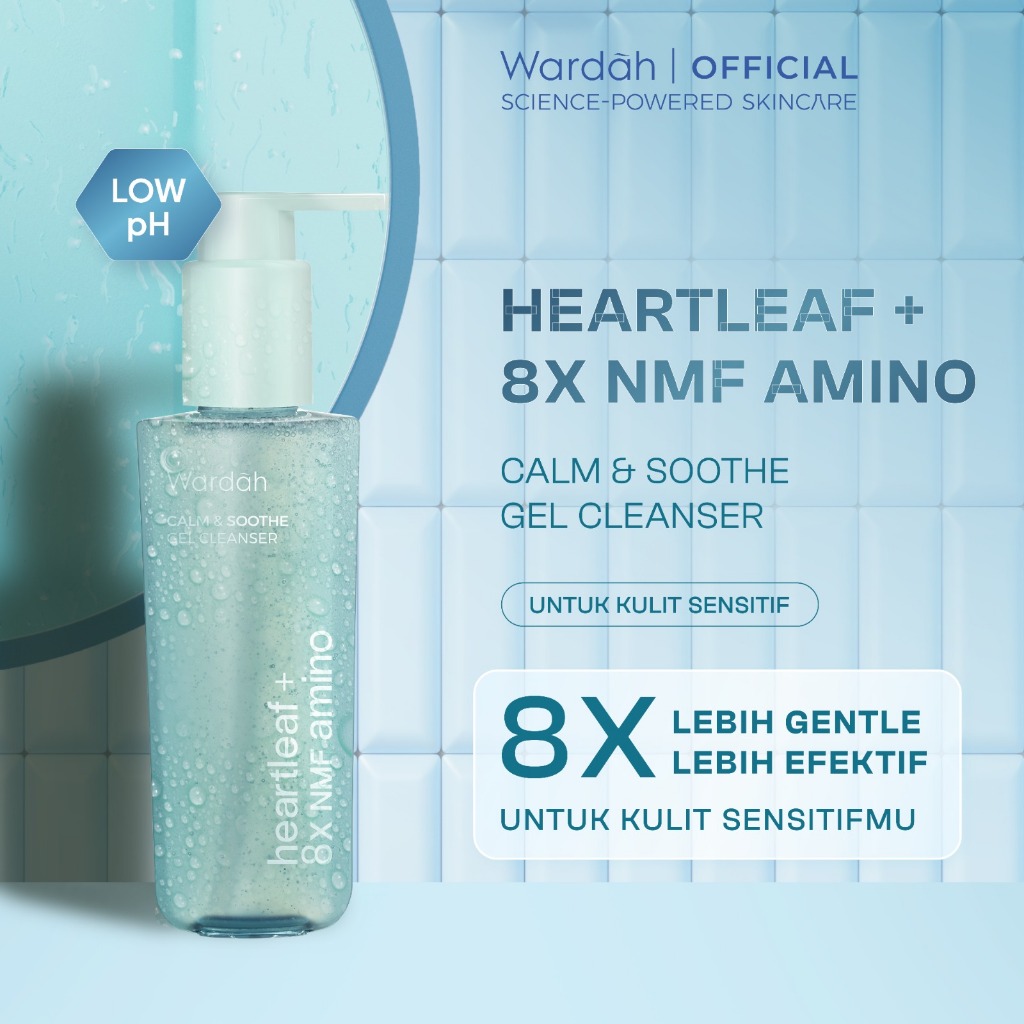 WARDAH Heartleaf + 8X NMF Amino Calm & Soothe Gel Cleanser 120 ml - Sabun Cuci Muka Face Wash Gentle