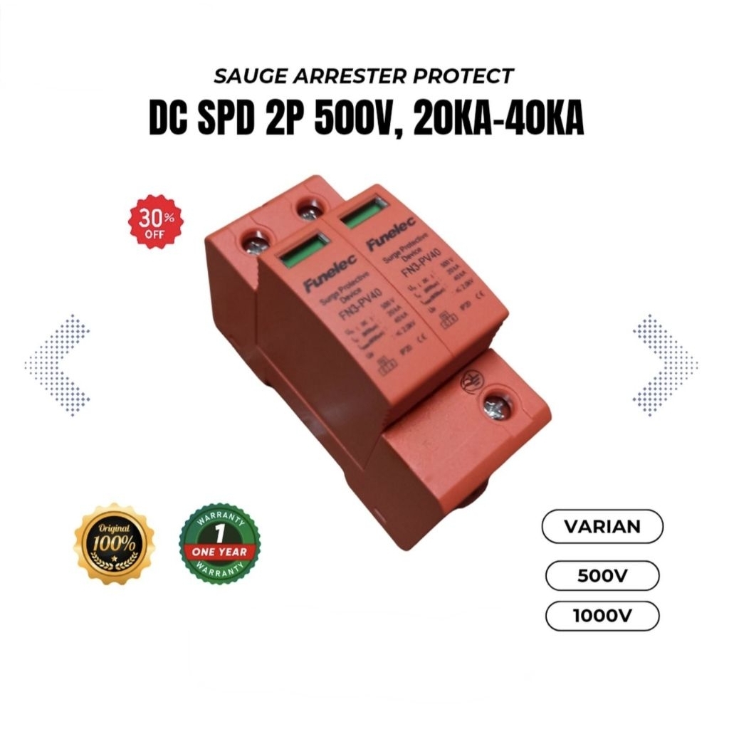 DC SPD 2P 500V surge arrester protect device solar pv panel surya - DC SPD 1000V