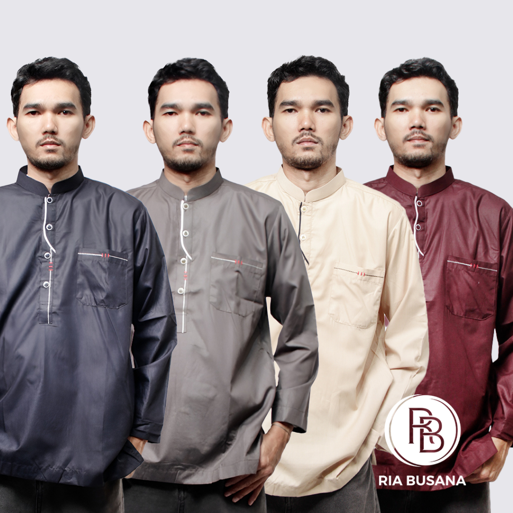 Ria Busana - Al Luthfi - Koko Lengan Panjang Dewasa Pria Katun Polos