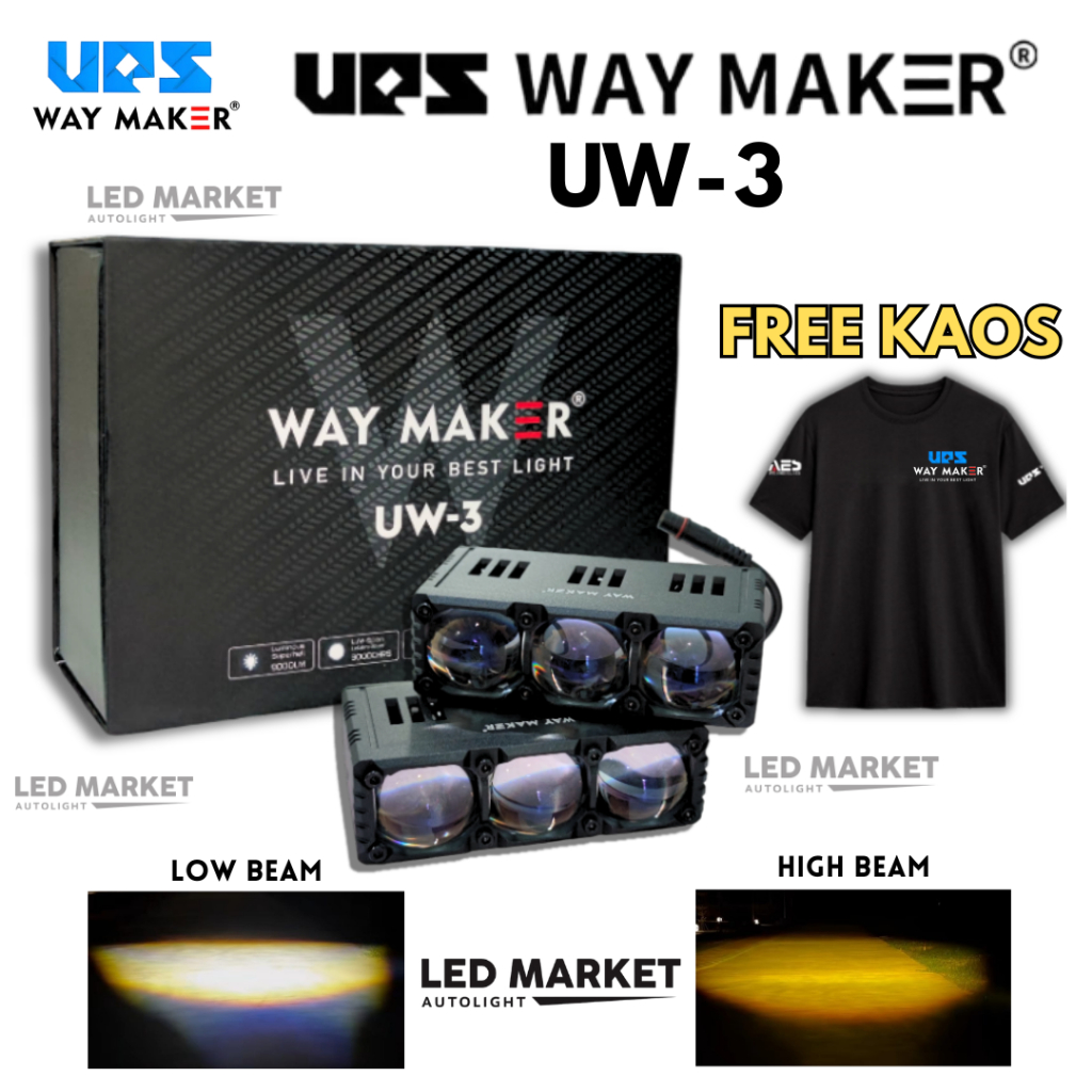 [PROMO GRATIS KAOS] Lampu Mini Laser UPS Way Maker 3 Mata UW3 Militay Grade 150 Watt Merk UPS WAY MA