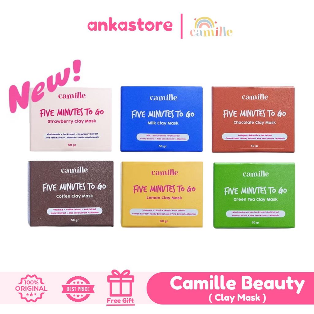 CAMILLE BEAUTY Five Minutes To Clay Mask | Masker Strawberry Milk Jerawat Mencerahkan Beruntusan