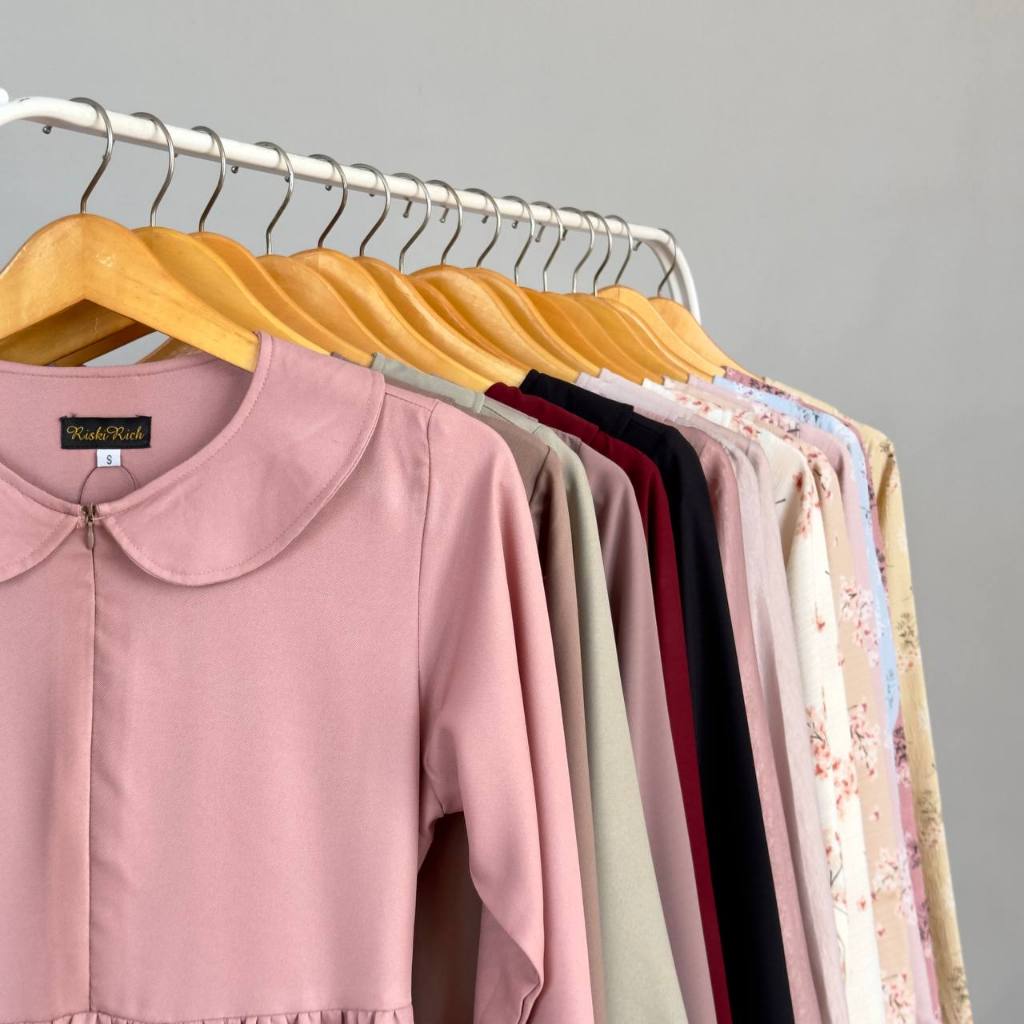 RISKIRICH Gamis Plain Dress Remaja Outfit Daily Kekinian