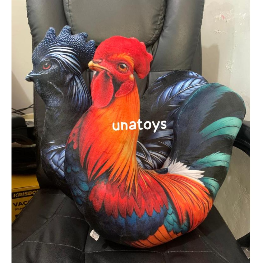 Boneka Bantal 3D karakter ayam  jago cemani 45cm / bantal sofa ayam printing lucu ori berlabel SNI