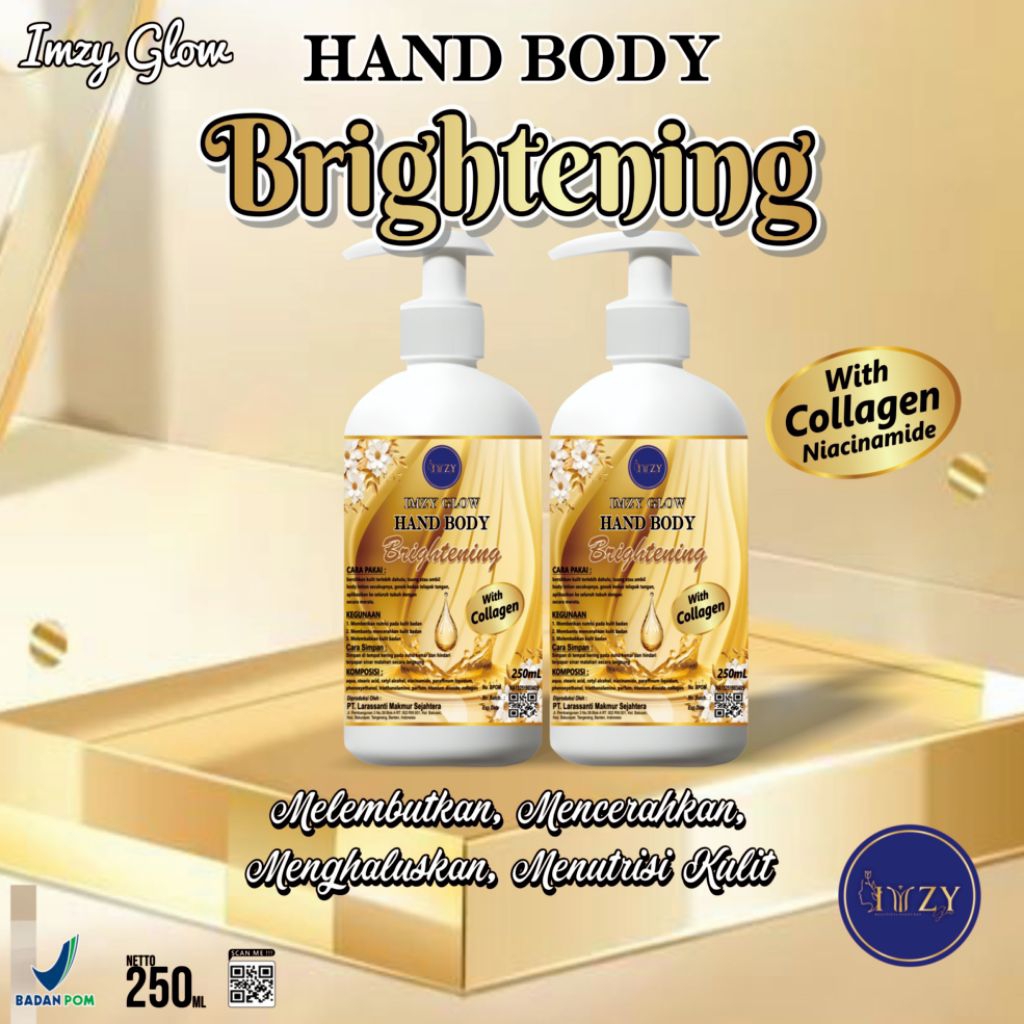 IMZY GLOW PAKET HANDBODY BRIGHTENING GOLD COLLAGEN NIACINAMIDE 250ML BPOM