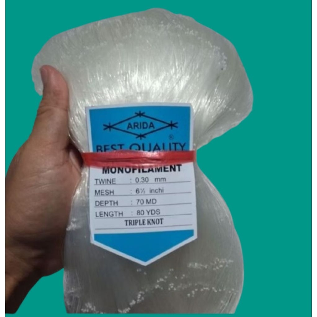 promo/obral jaring arida 0.30"6½ in"70md/80yds yoko tiga ikatan mata jaring tegak pukat arida