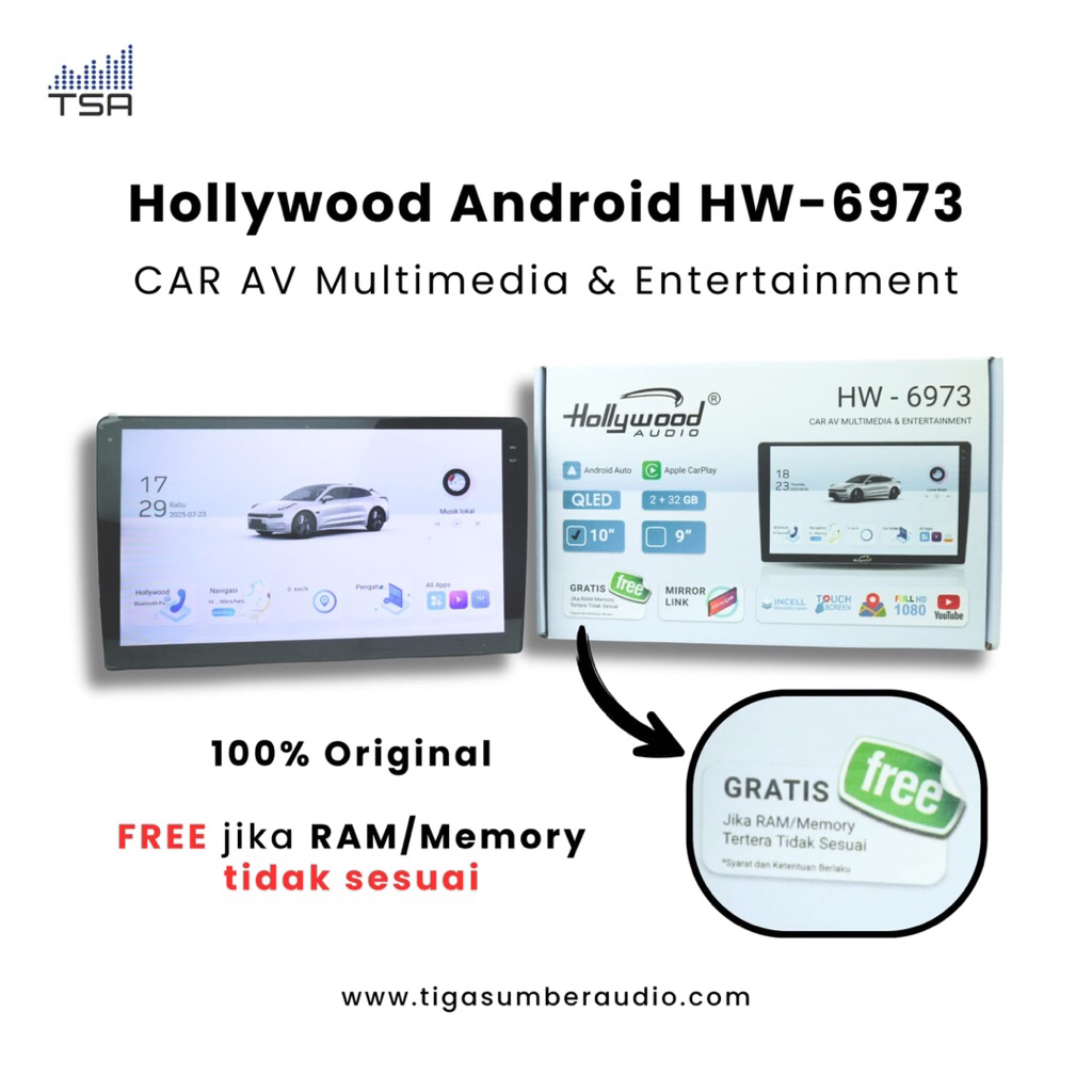 Android Hollywood 9inch ram2/32gb murni