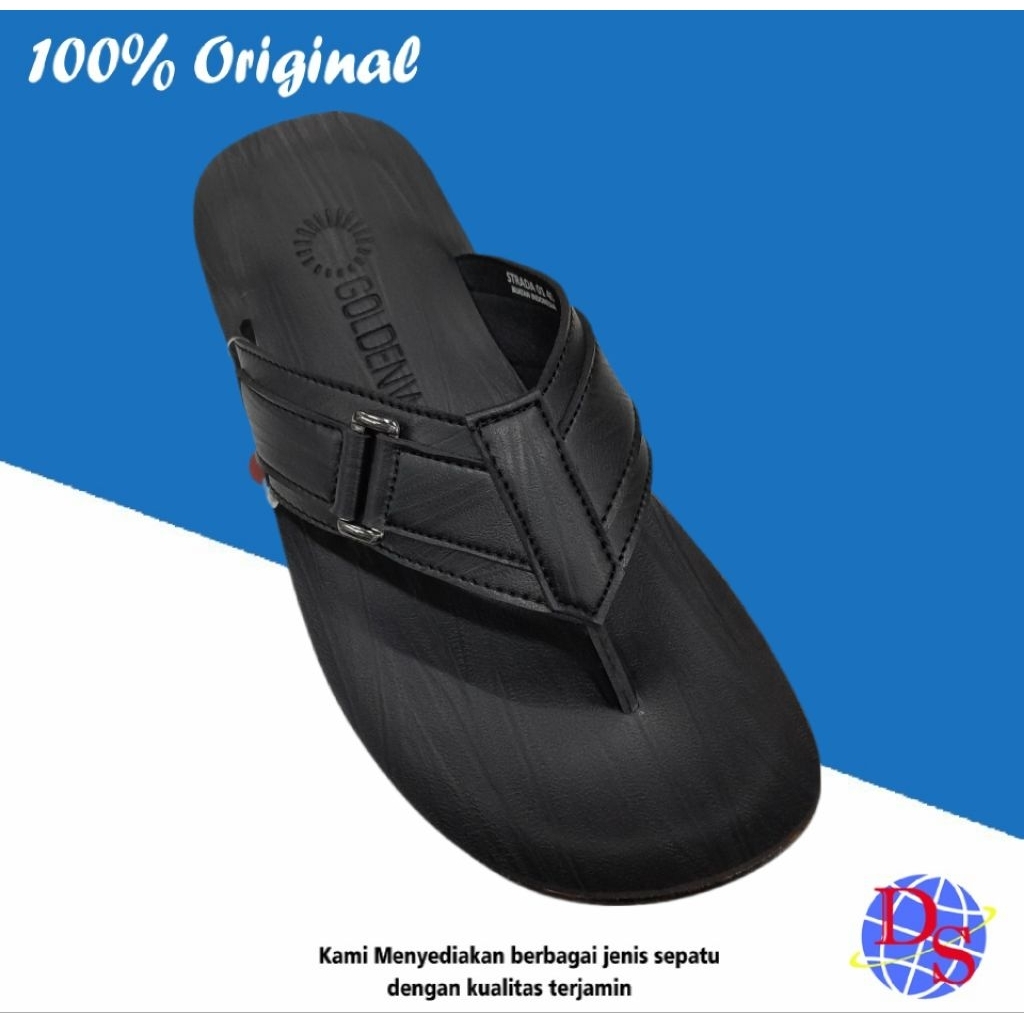 Sandal Jepit Kulit Golden Way Strada 01 Hitam
