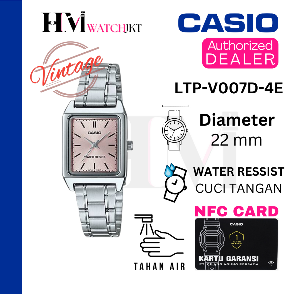 CASIO LTP-V007D-4EUDF Jam Tangan Wanita Original Analog Rantai Antiair LTP-V007D-4E ltpv007