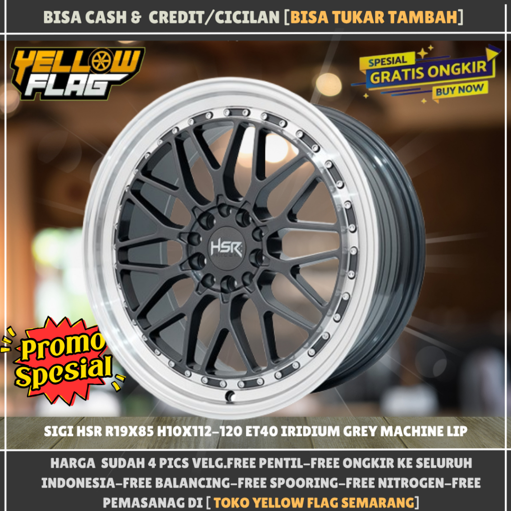 Velg mobil racing ring 18 - pelek hsr ring 18 sigi pcd 5x112-5x120 offset 40 lebar 8,5 grey polish
