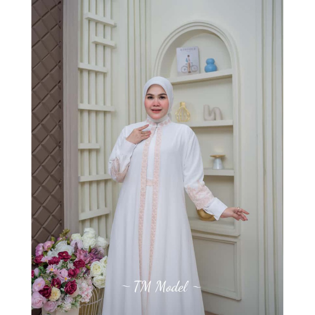 Gamis Abaya nadhira, Busana muslim hitam putih, busana muslim arabian