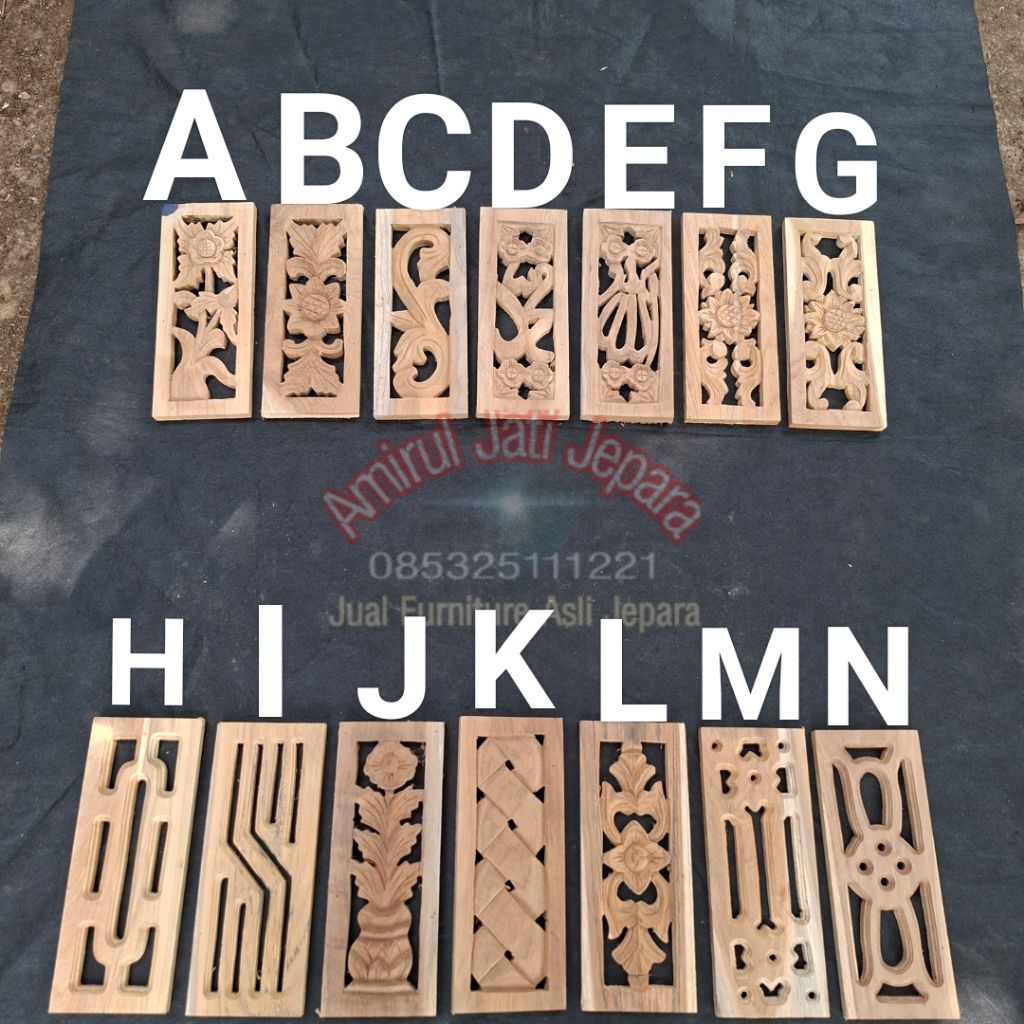 kepingan loster ukir kayu jati