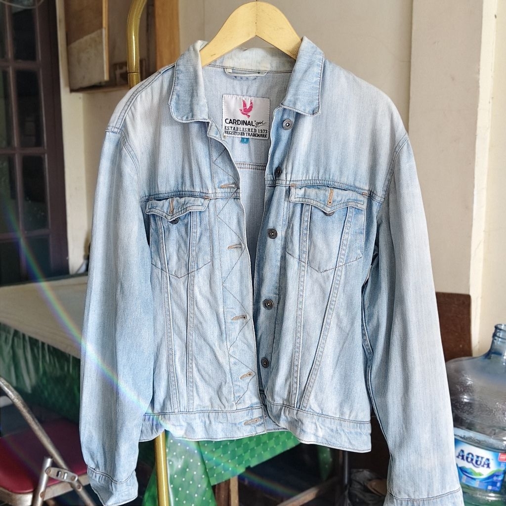 jaket cardinal girl denim blue kancing