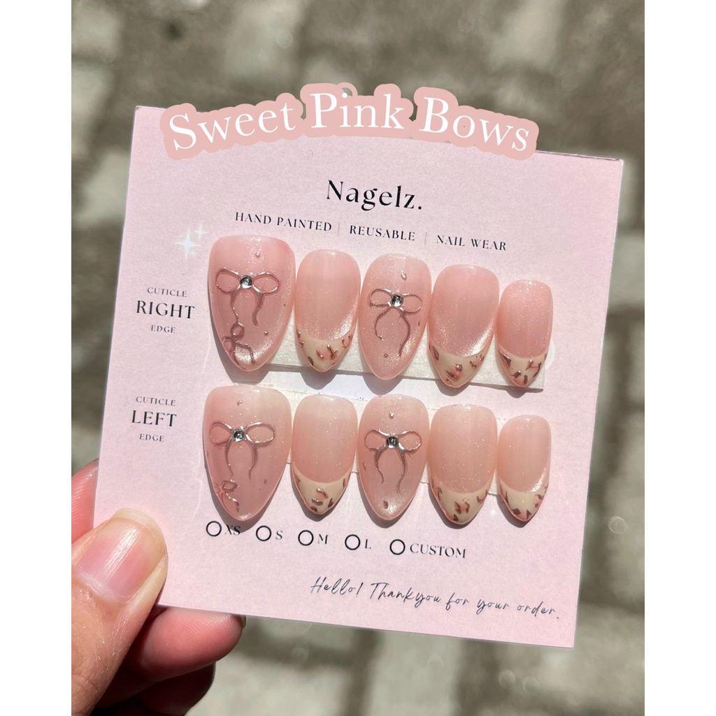 Sweet Pink Bows - PRESS ON NAIL / KUKU PALSU / NAIL ART / KUKU PALSU MURAH / KUKU PALSU MEDAN / PRES