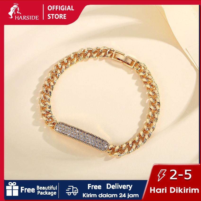 COD Free Gift Box  Gelang Wanita Korea style Berlian Imitasi Persegi Sederhana Mewah Permata terbaru