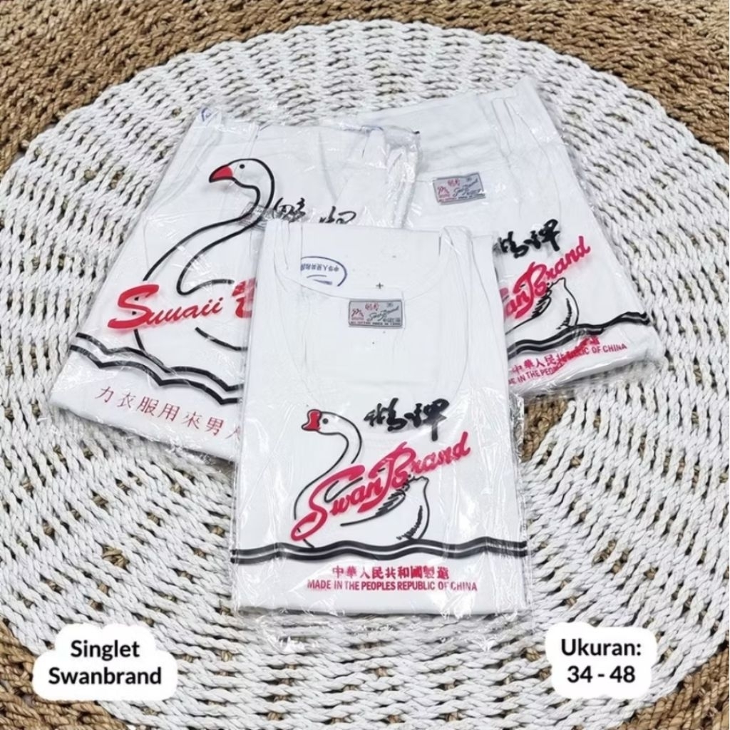 Singlet Pria Kaos Dalam laki laki Style Swan Kaos Pria polos Putih kaos kutang dewasa Swan Brand
