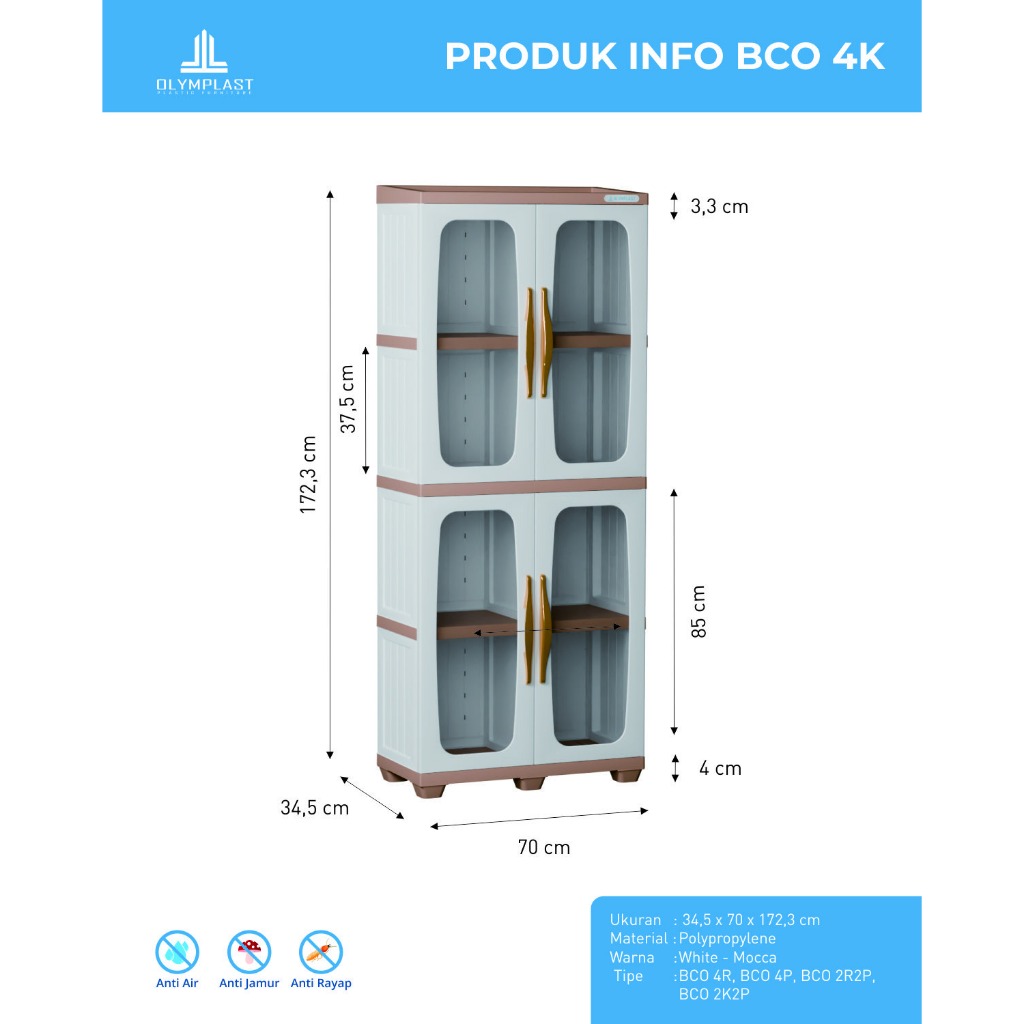 [mebelmurahsby] FREE RAKIT - LEMARI BUKU / BOOK CABINET / RAK BUKU / RAK SERBAGUNA BCO OLYMPLAST PLA