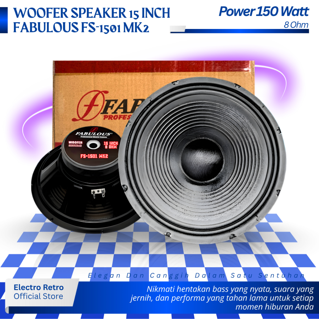 Subwoofer Speaker 15 Inch Fabulous FS-1501 MK2 Power 150 Watt 8 Ohm Woofer 15 Inch Double Coil Kompo