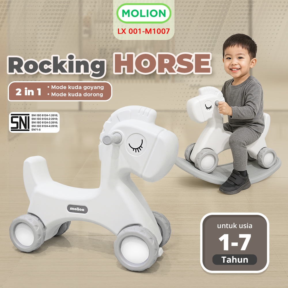 MOLION Kuda-Kudaan Anak HDPE Kuda Goyang Plastik Edukatif 1-6 Tahun Rocking Horse Mainan Anak