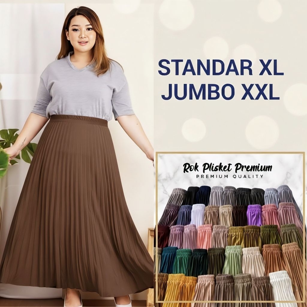 ROK PLISKET PREMIUM JUMBO WANITA DEWASA KEKINIAN / ROK PLISKET REMPEL BESAR VIRAL