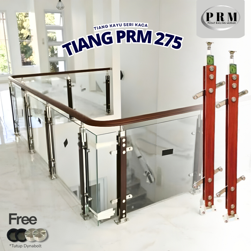 TIANG RAILING TANGGA KAYU STAINLESS KOMBINASI