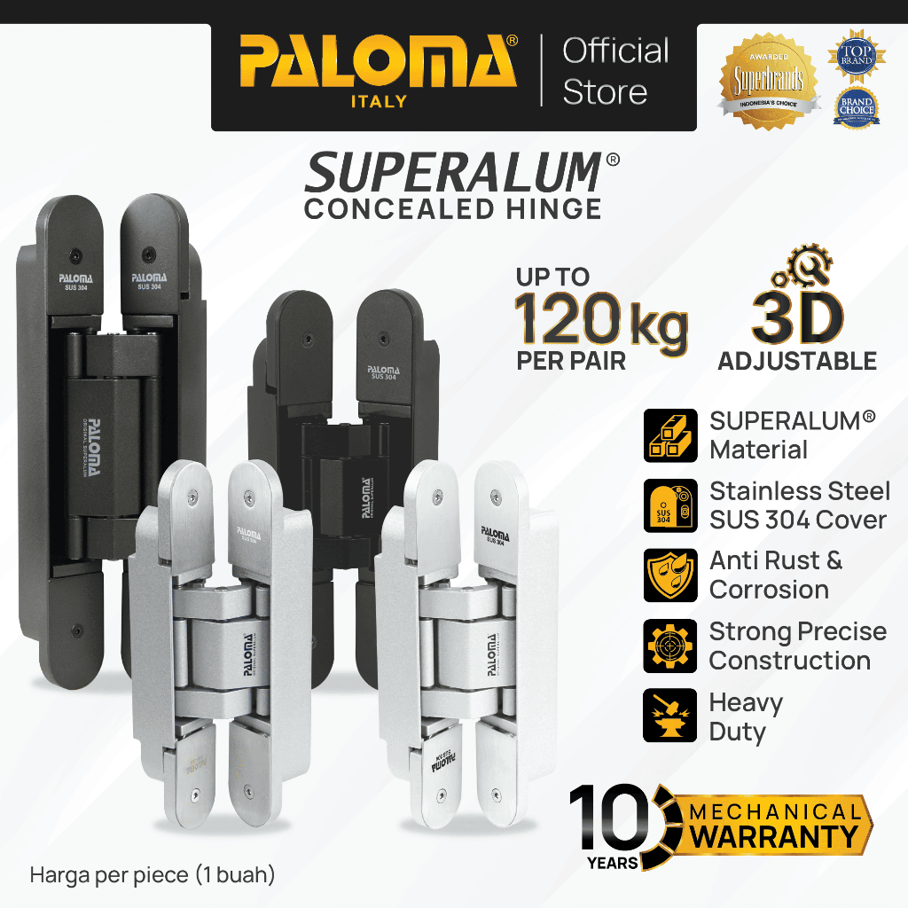 PALOMA Engsel Tanam Invisible Concealed Hinge Pintu Jendela Kayu Door Window 3D Adjustable Superalum