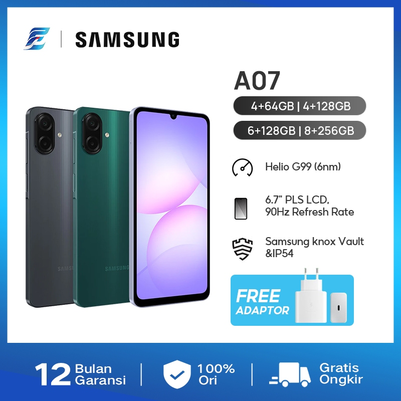 Samsung Galaxy A07 4+64GB/4+128GB/6+128GB/8+256GB Helio G99 |6.7" PLS LCD | 90Hz Refresh Rate | IP54