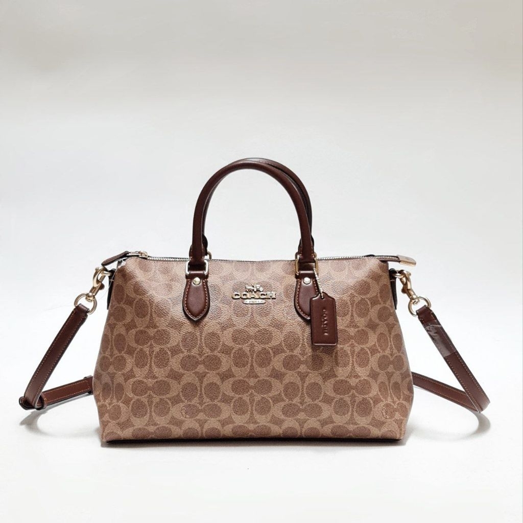 COACH CW422 GEORGIA SATCHEL SIG TAN BROWN