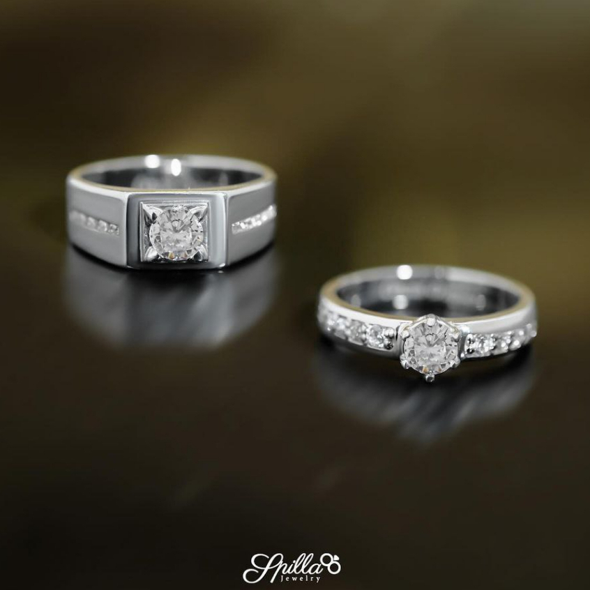 Spilla Jewelry Cincin Tunangan Couple RK-76 Perak Custom Nama Custom Size